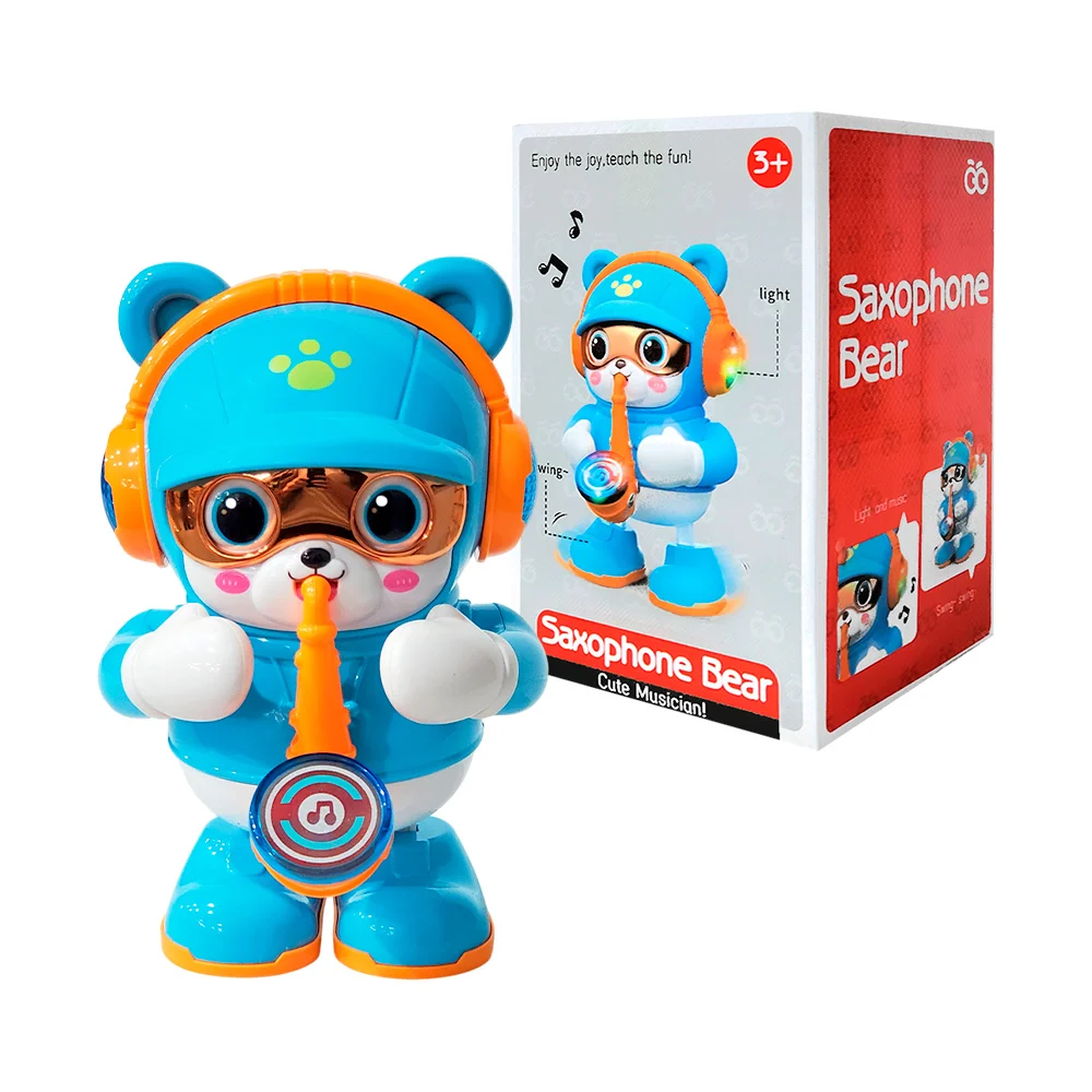Juguete, oso cute bailarín con saxofón, luces y música, varios colores / 682b