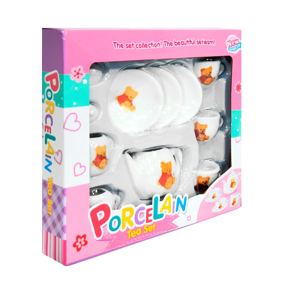 Mini juego de té de porcelana con 11pzas y estampado de oso / porcelain tea set