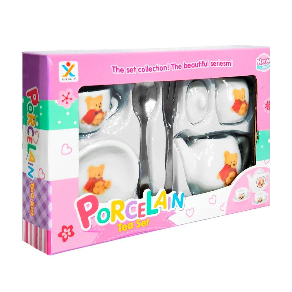 Mini juego de té de porcelana con 7pzas y estampado de oso / porcelain tea set