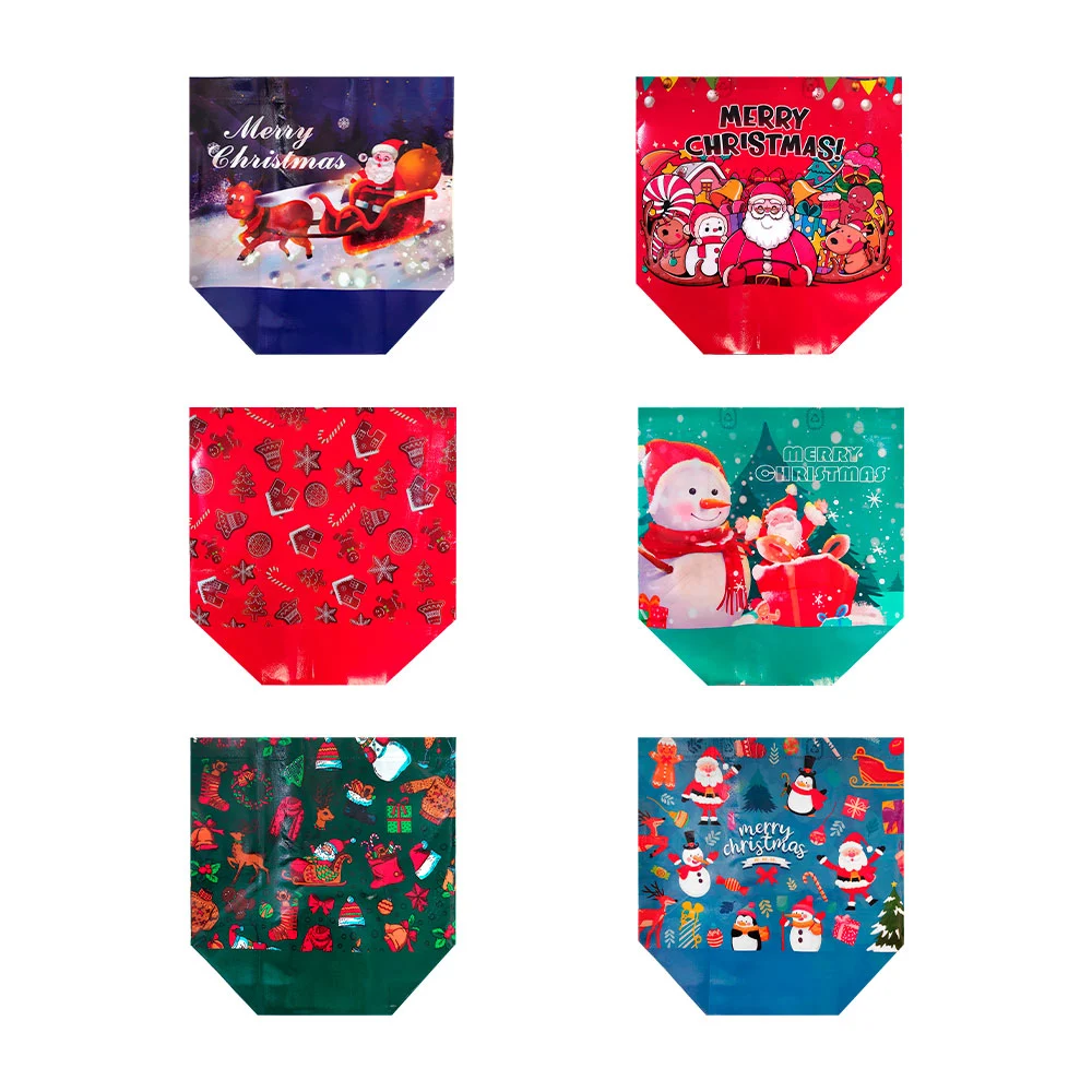 Bolsa navideña ecológica mediana con diseños navideños, variedad 25x32x16cm