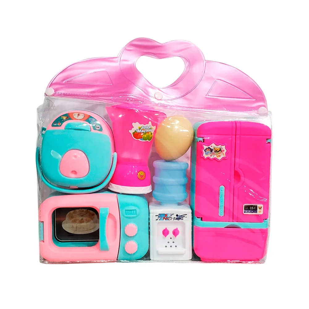 Set de cocina infantil de plástico con muebles, electrodomésticos y accesorios