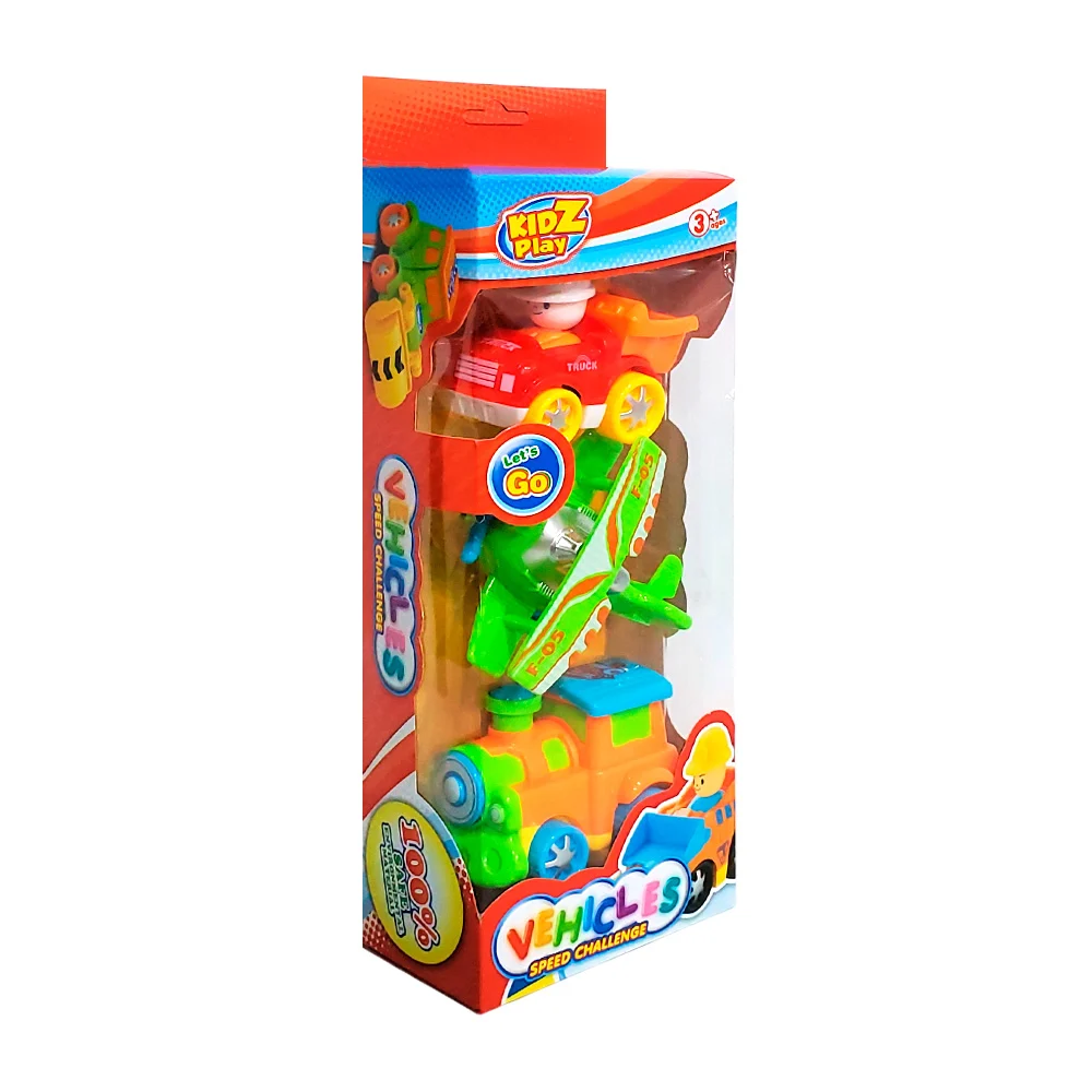 Juguete, paquete con 3 vehículos de fricción / vehicles / kidz play / 998-40f