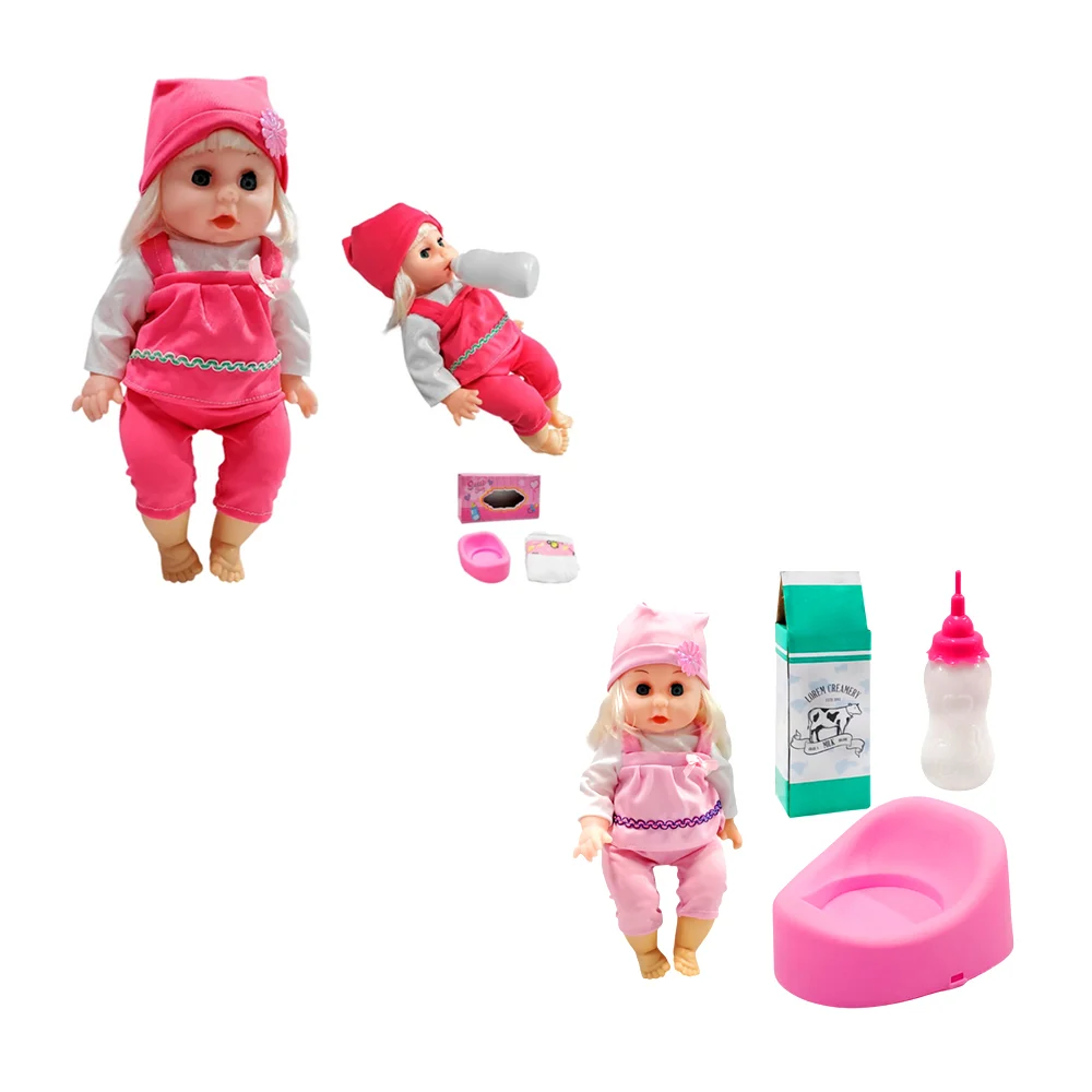 Muñeca infantil tipo nenuco con accesorios y ropa, variedad de colores