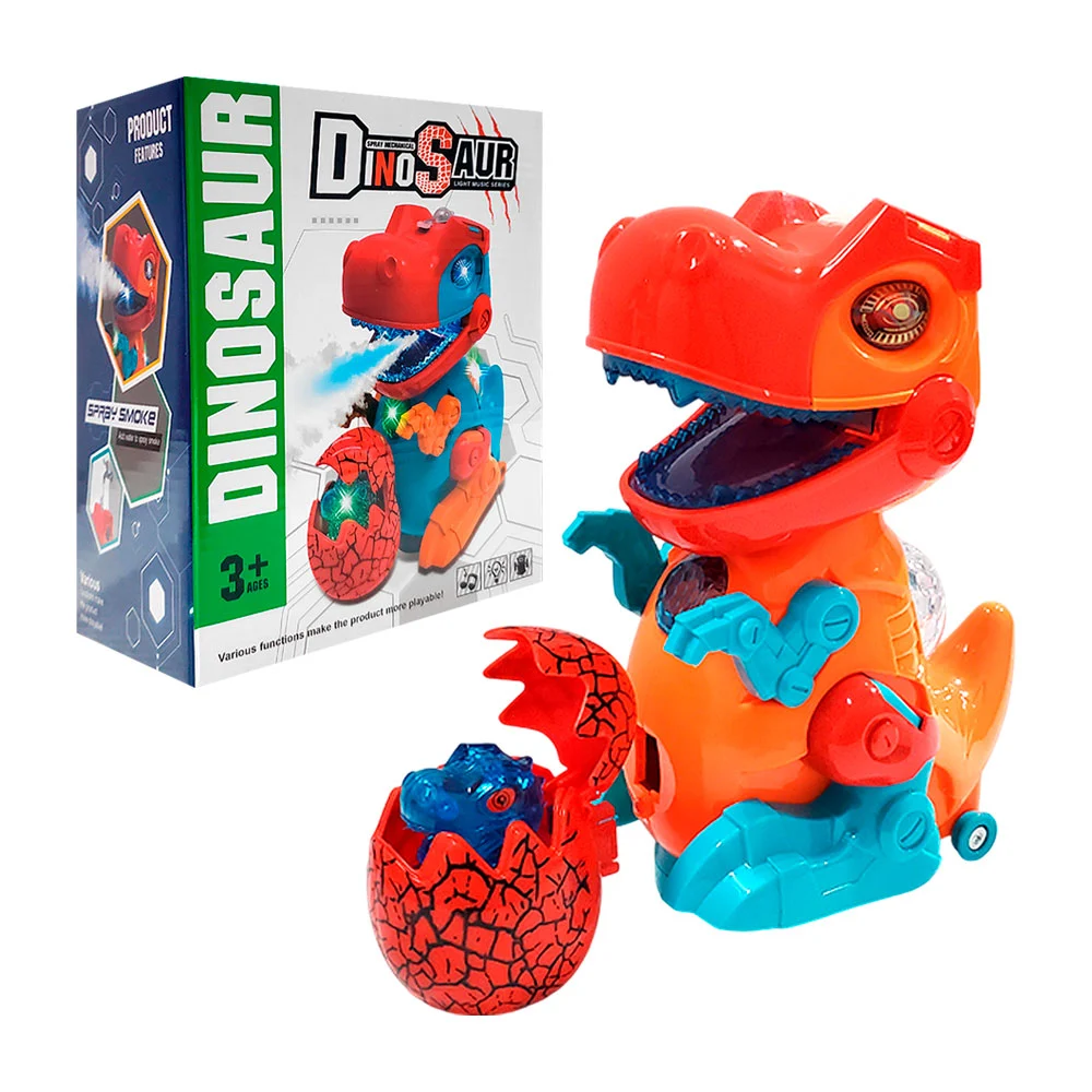 Dinosaurio electrónico que lanza humo con luz, sonido, movimiento + huevo