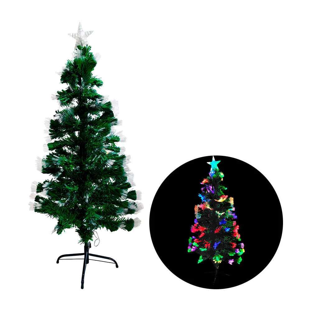 Árbol decorativo navideño con estrella translúcida y base metálica, usos varios