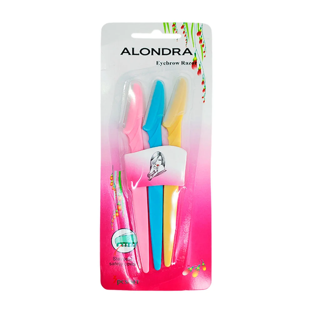 Blíster con tres perfiladores para cejas de plástico, variedad de colores