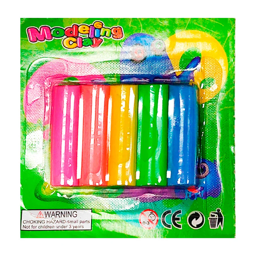 1pz blíster con 5 mini tubos de plastilina, colores surtidos / b4238