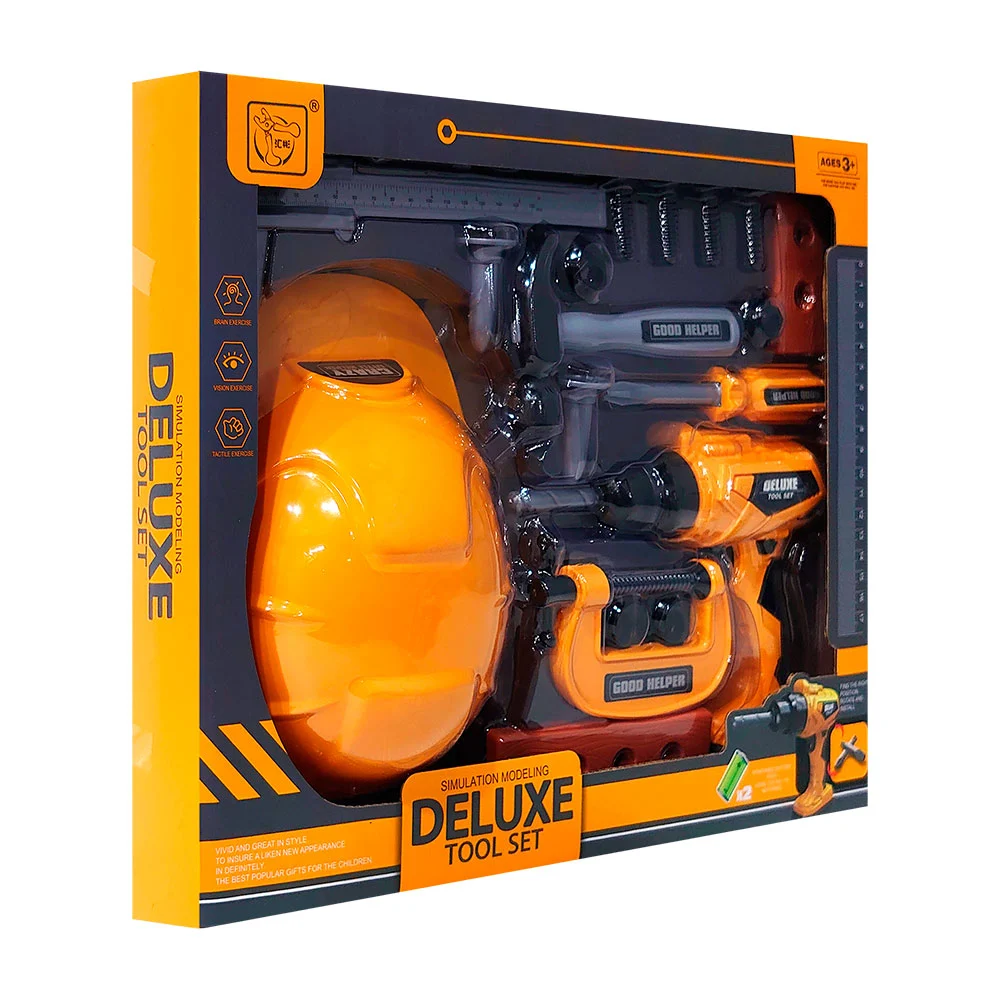 Set de herramientas de juguete con casco...