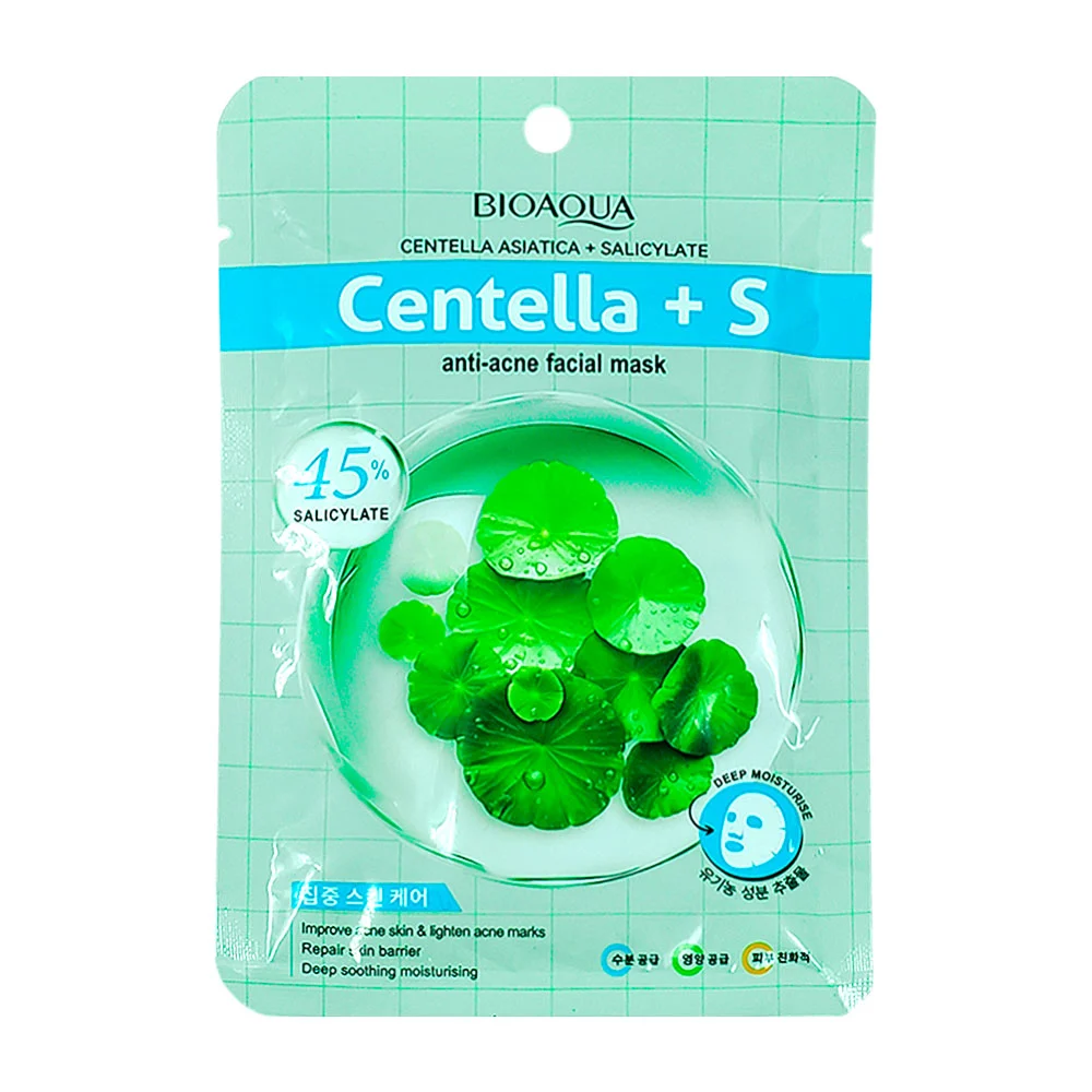 Mascarilla facial anti acne bioaqua con extracto centella y salicilato, 25ml
