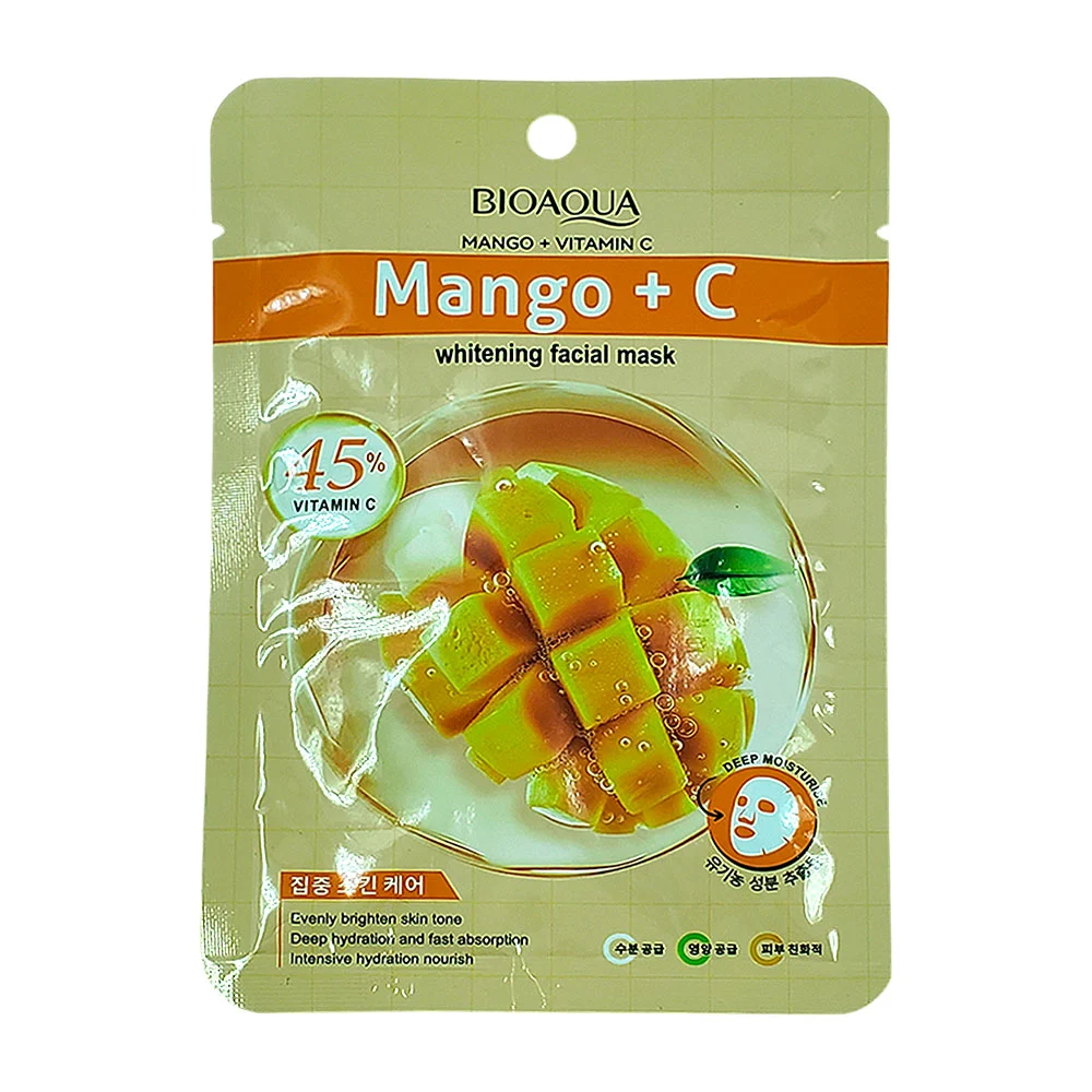 Mascarilla facial aclarante bioaqua con extracto de mango y vitamina c, 25ml
