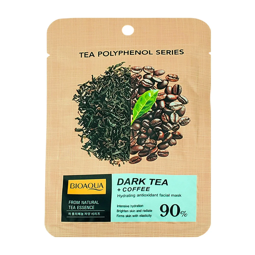 Mascarilla facial hidratante bioaqua con extracto de té negro y café, 25ml