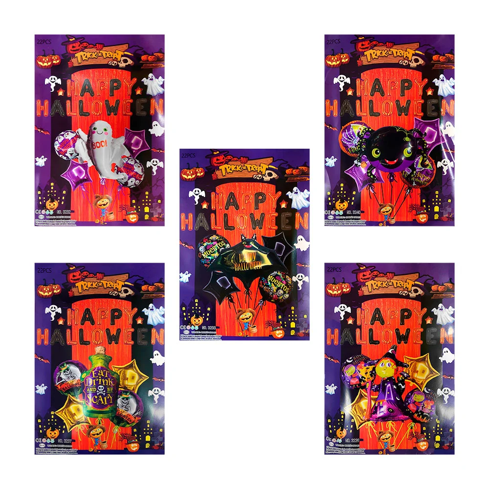 Set decorativo temático de halloween de 22pz con globos estampados y con formas