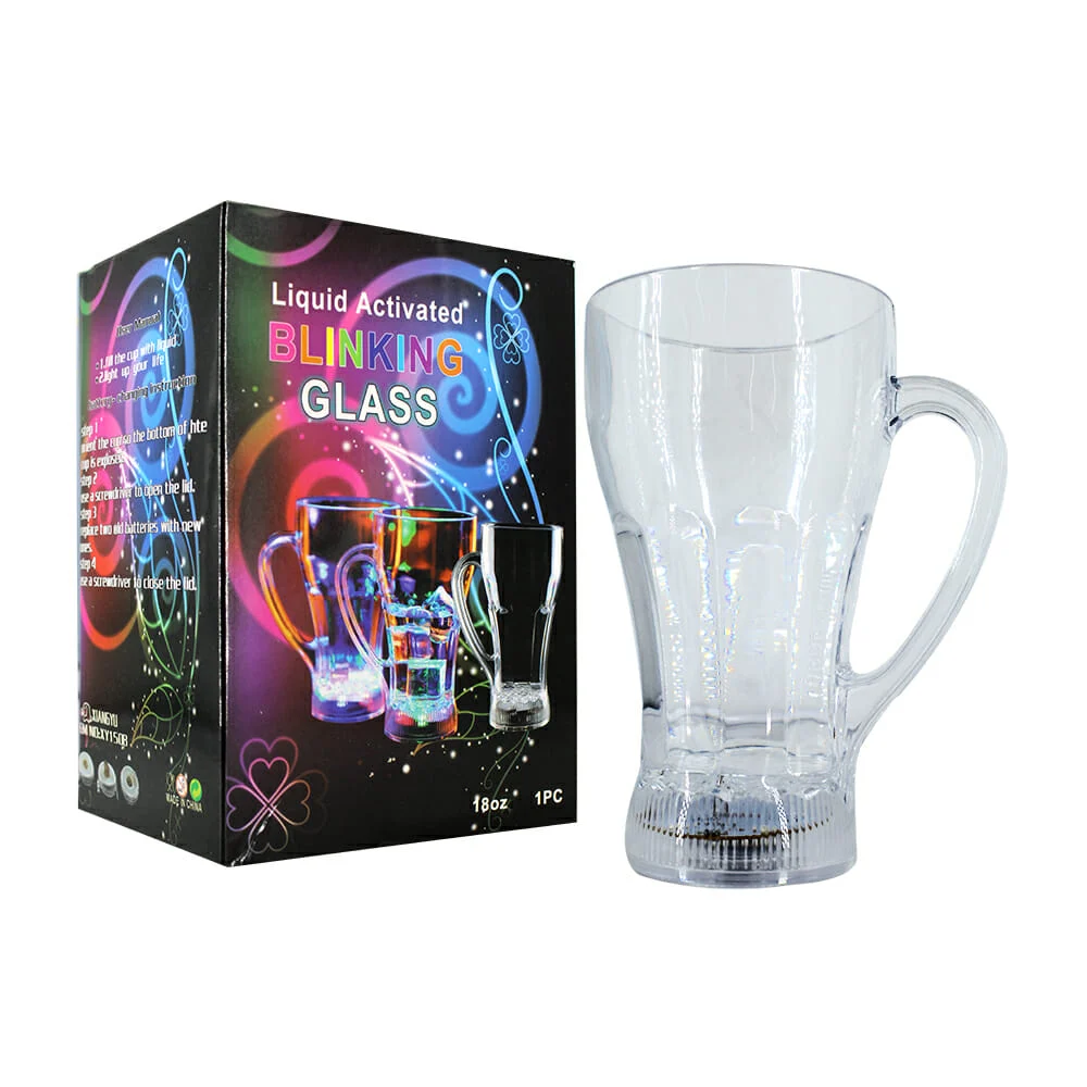 Vaso tarro redondo transparente de plástico con luz de colores y capacidad para 18oz / xy1508