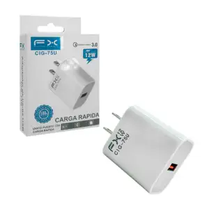 Cubo cargador fx, carga rápida de 12w con entrada usb / cig-75u