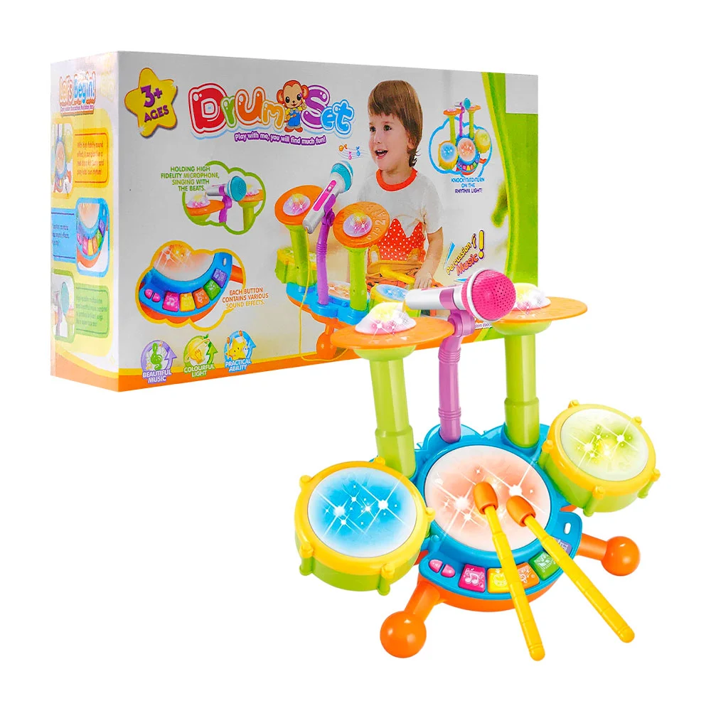 Juguete, batería musical infantil con luces, sonido y micrófono / drum set