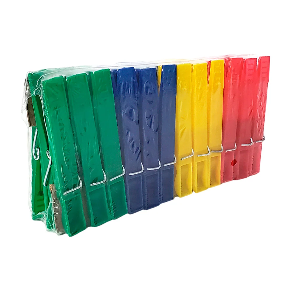 Paquete con 24 pinzas de plástico para tender ropa, variedad de colores / 048004