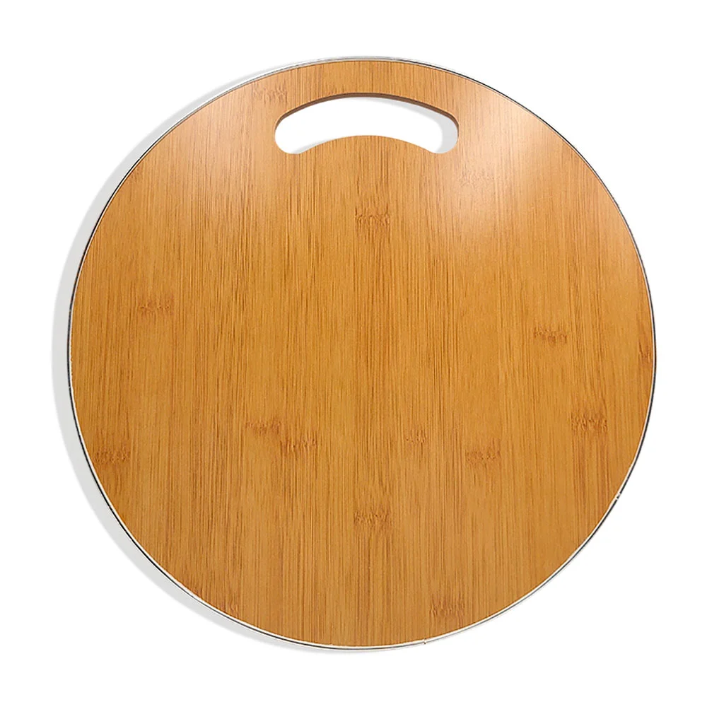 Tabla redonda de madera con borde metálico, 34cm / E4069