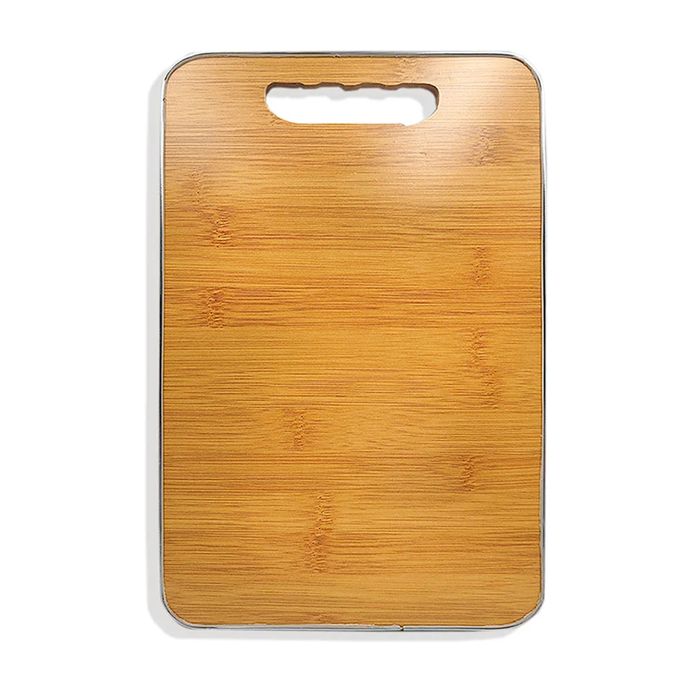 Tabla rectangular mediana de madera con borde metálico 30x20cm / E4070