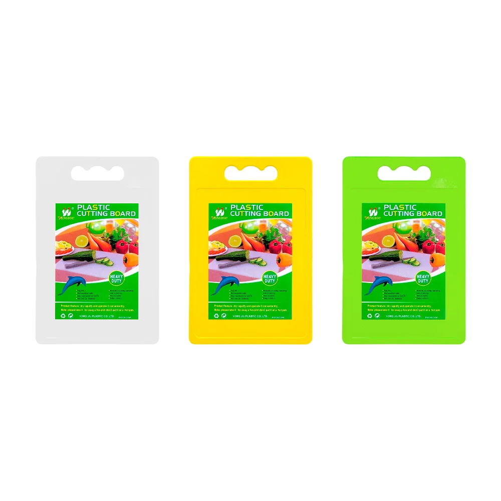 1pza Tabla de cocina para picar, plástica, rectangular, con asa, colores varios