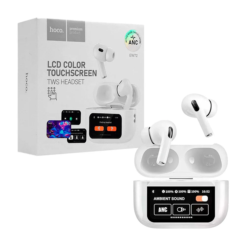 Audifonos hoco inalámbricos con diseño compacto + estuche de carga con pantalla