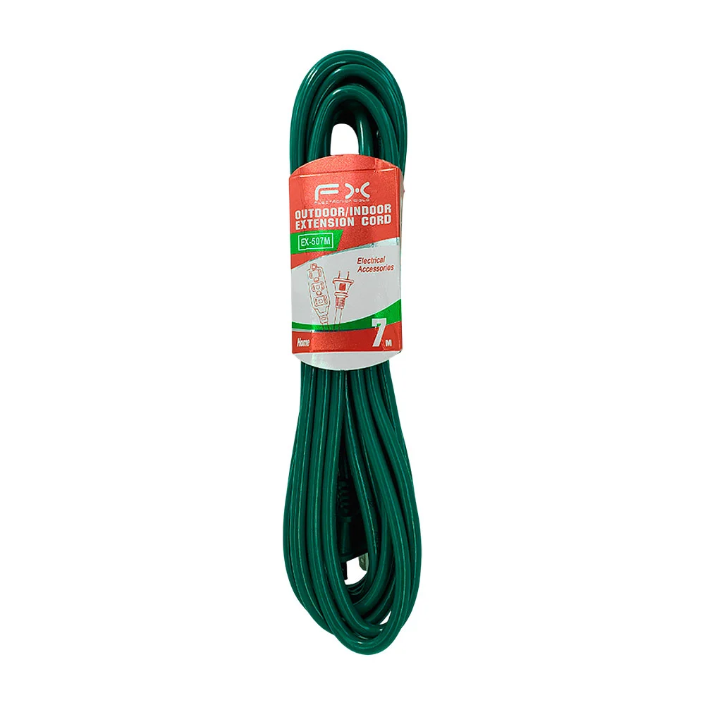 Extensión eléctrica fx verde, 7m de clavija plana con 5 multicontactos / ex-507