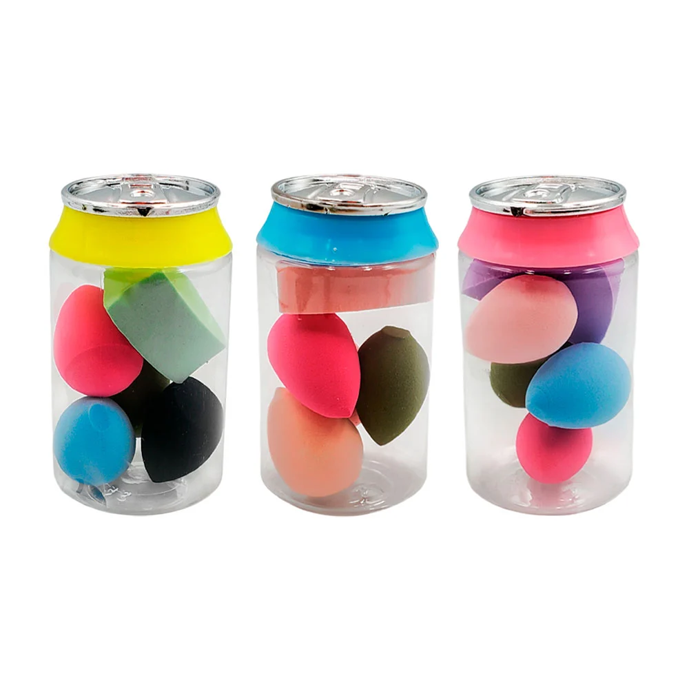 Bote con 5 mini esponjas para maquillaje, variedad de colores y formas / ffp0156