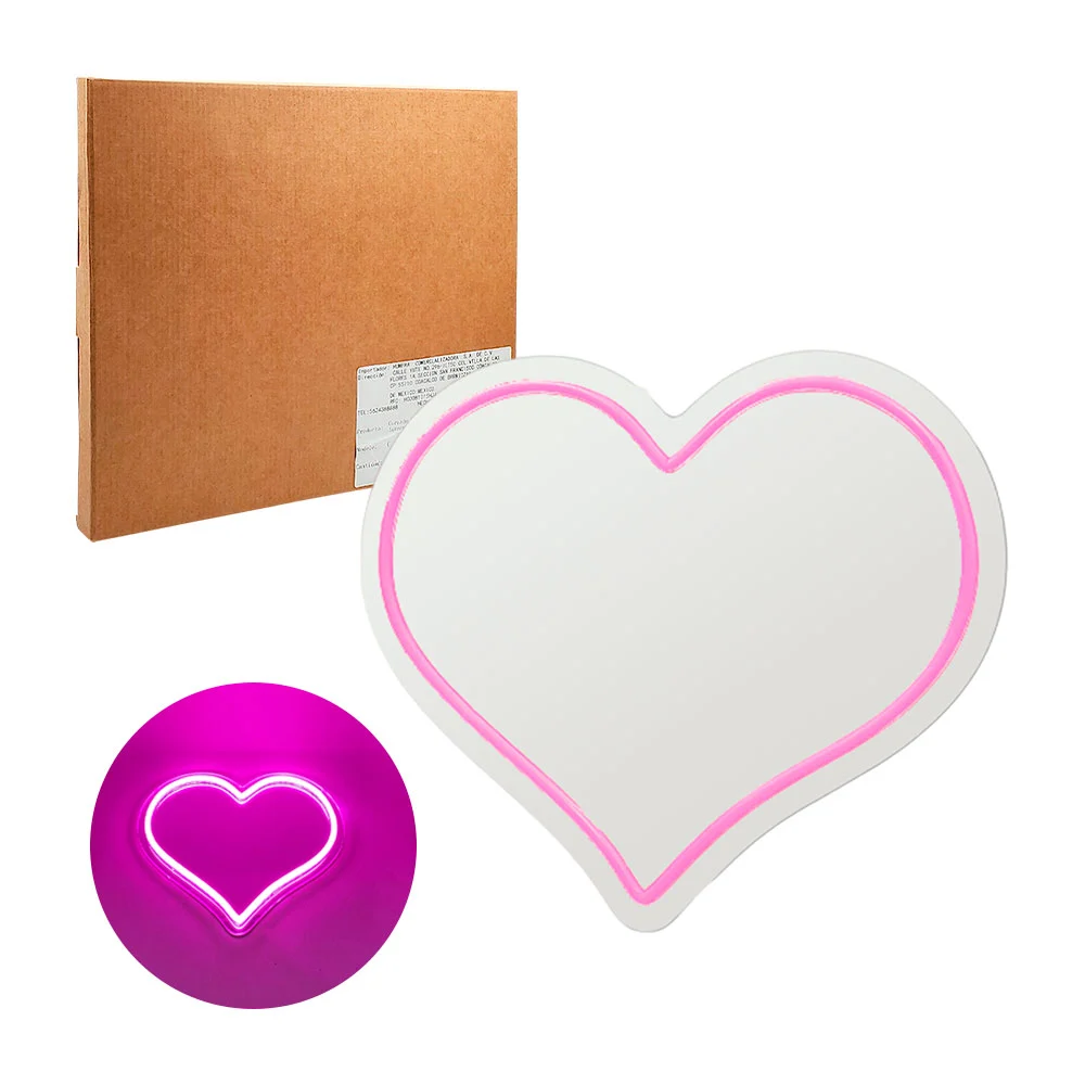 Espejo en forma de corazón con luz led, 30x27cm / fjz0247