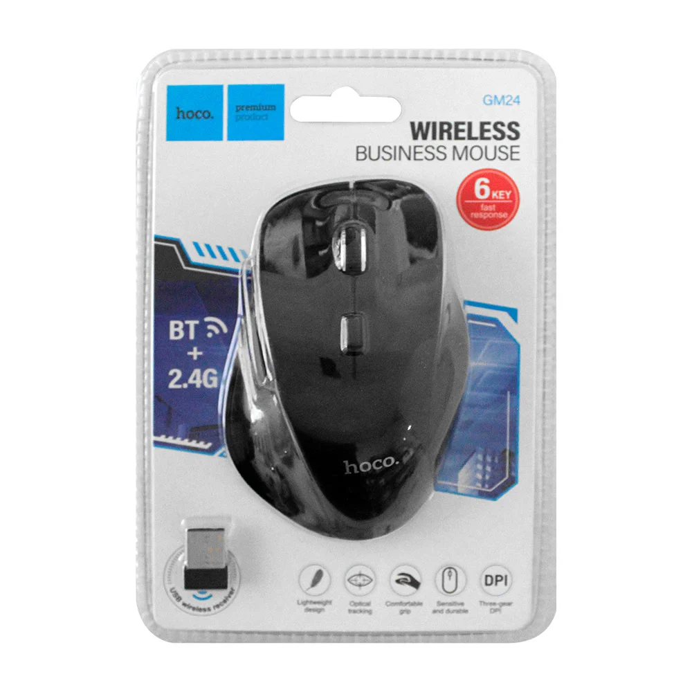 Mouse inalámbrico Hoco con diseño ergonómico, receptor bt y botones programables