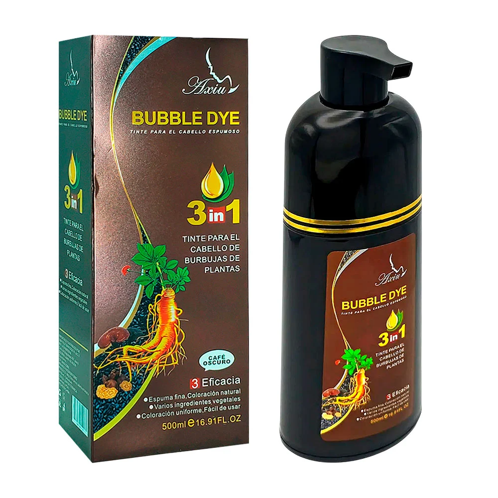 Shampoo axiu 3 en 1 con tinte y extracto natural de jengibre, 500ml / grfo017x