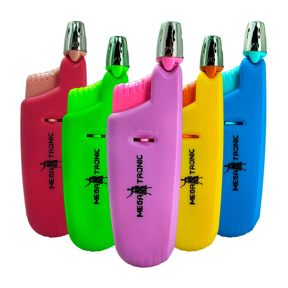 Encendedor tipo antorcha de plástico y boquilla alargable, variedad de colores