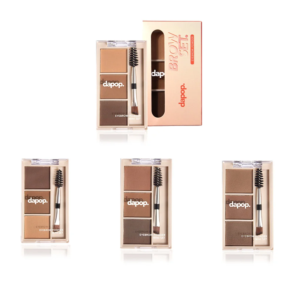 Mini kit para cejas dapop brow set con 3 tonos distintos color cafe, 4g