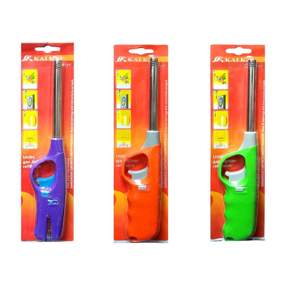Encendedor tipo antorcha flama ajustable y mango de plástico, variedad