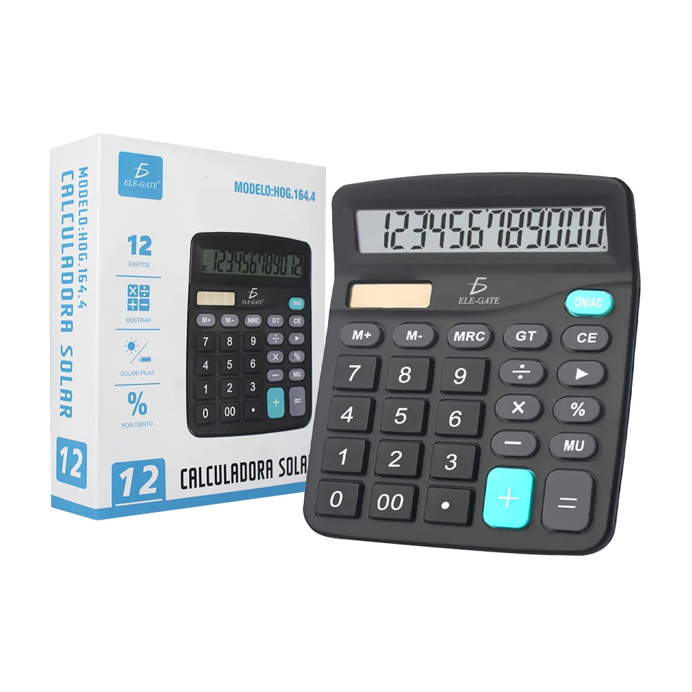 Calculadora electronica de 12 digitos, solar y de pilas / hog.164.4