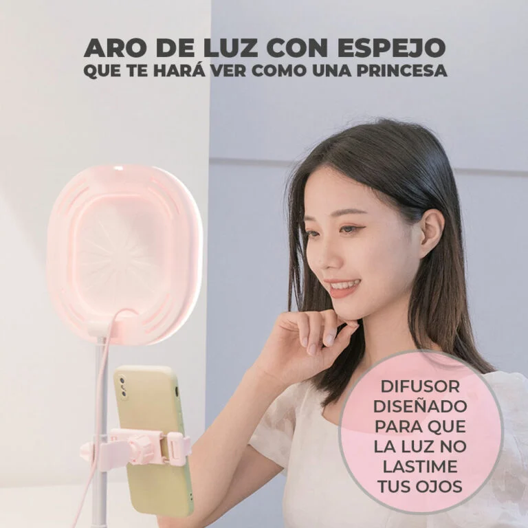 Aro De Luz Led Y3 Celular Foto Video Maquillaje Con Espejo