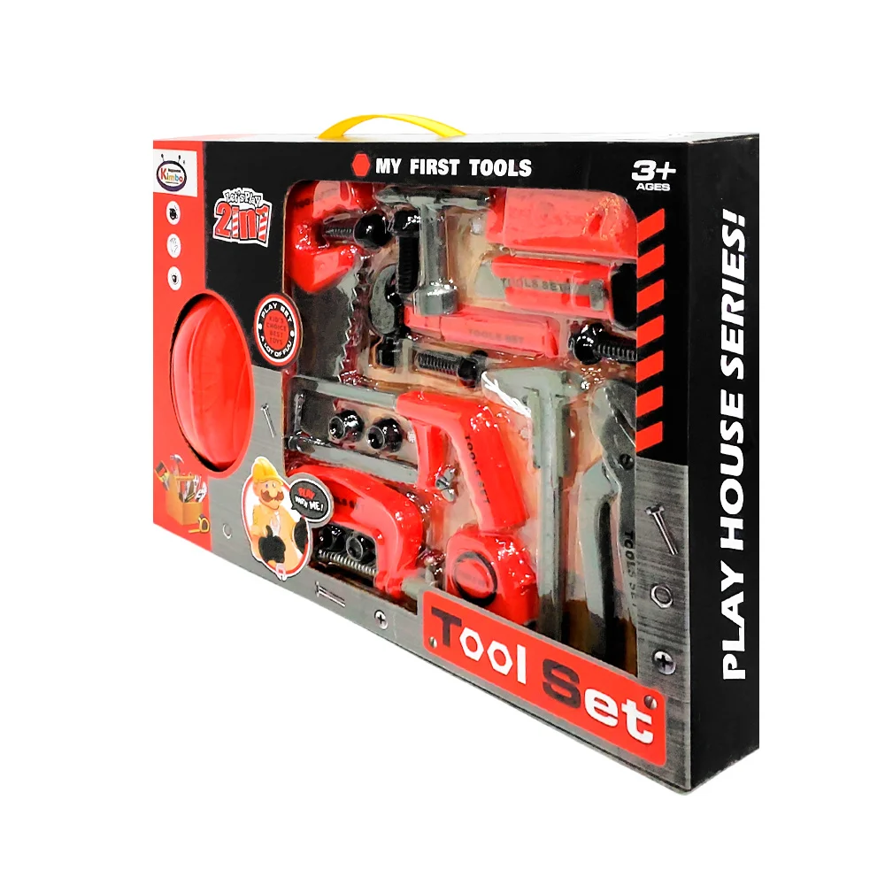 Set de herramientas 2 en 1 y casco de juguete, variedad de accesorios / tool set