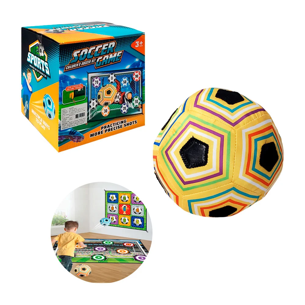 Juego tiro al blanco tipo portería de fútbol de tela infantil + balón de velcro