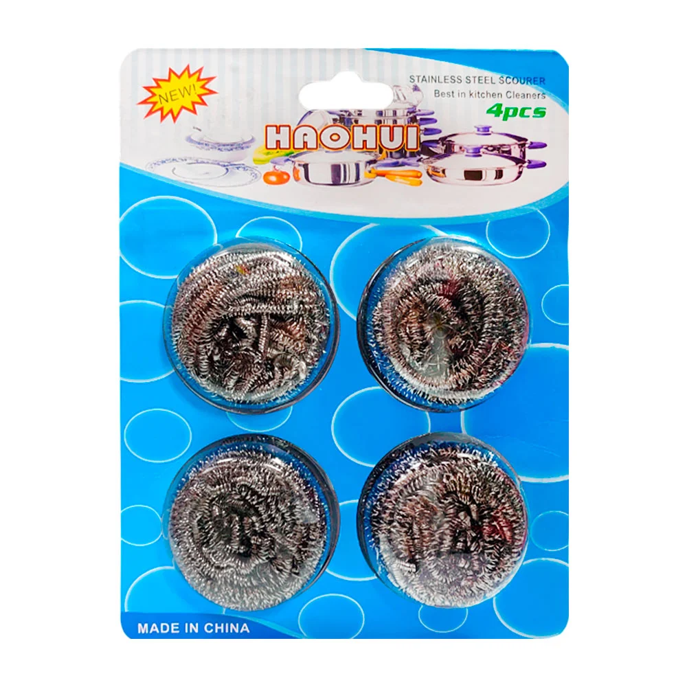 Paquete con 4 fibras metálicas medianas para lavar los trastes / haohui