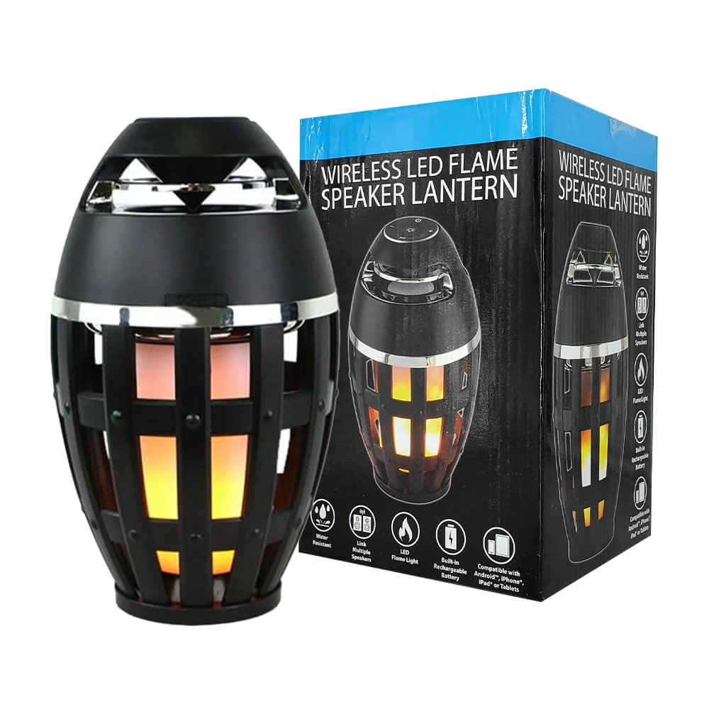 Bocina bluetooth portátil en forma de lámpara con luces led efecto flama / h28 nv-05860