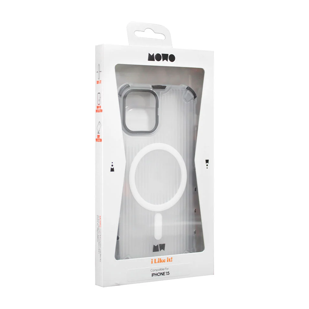 Funda de plástico rígido con función magsafe y marco gomoso para iphone 15 / mow