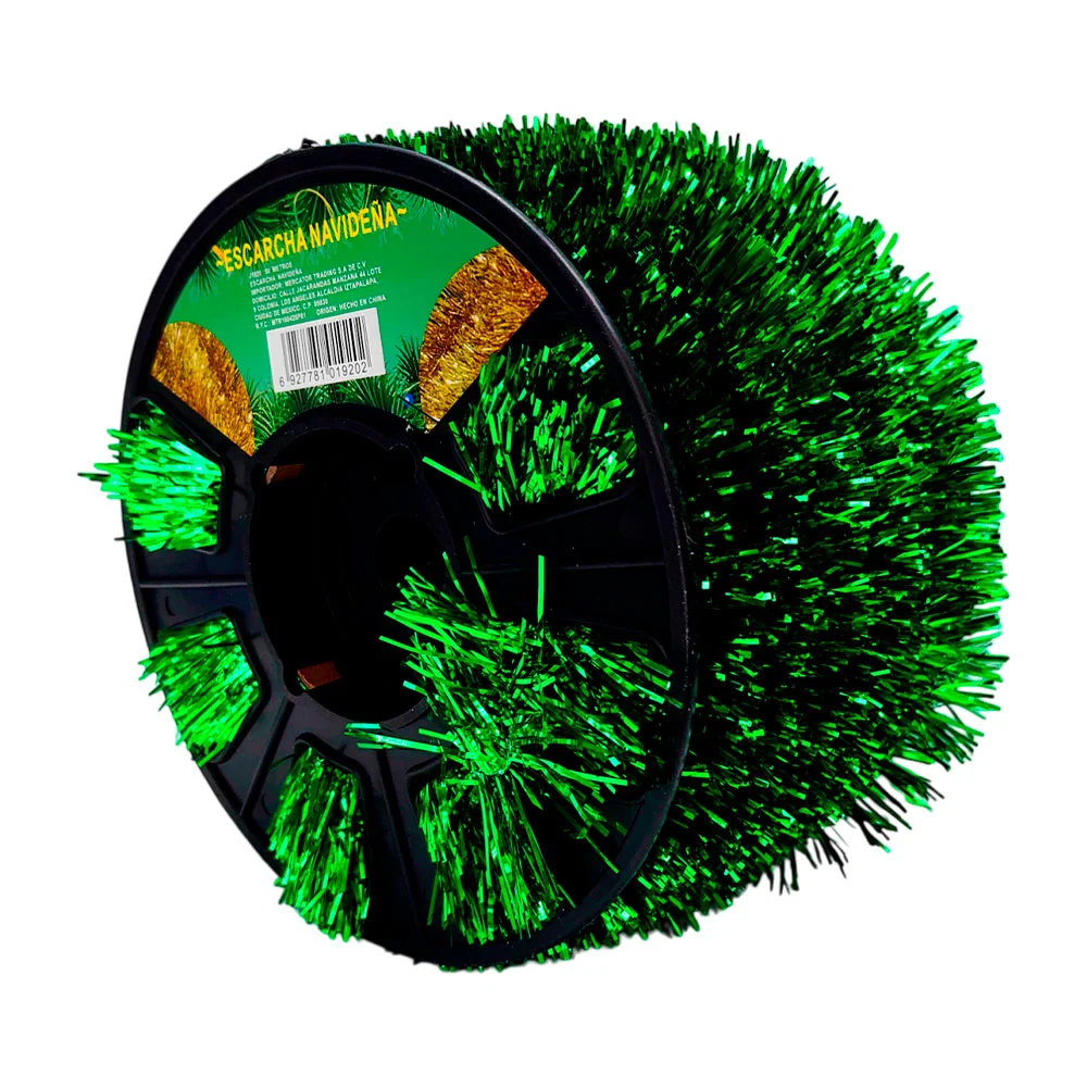 Rollo 9cm x 50 metros de escarcha navideña en color verde metálico / j1920