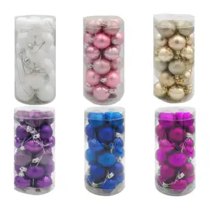 Bote con 24 mini esferas navideñas de 3.5cm, variedad de colores / j4…