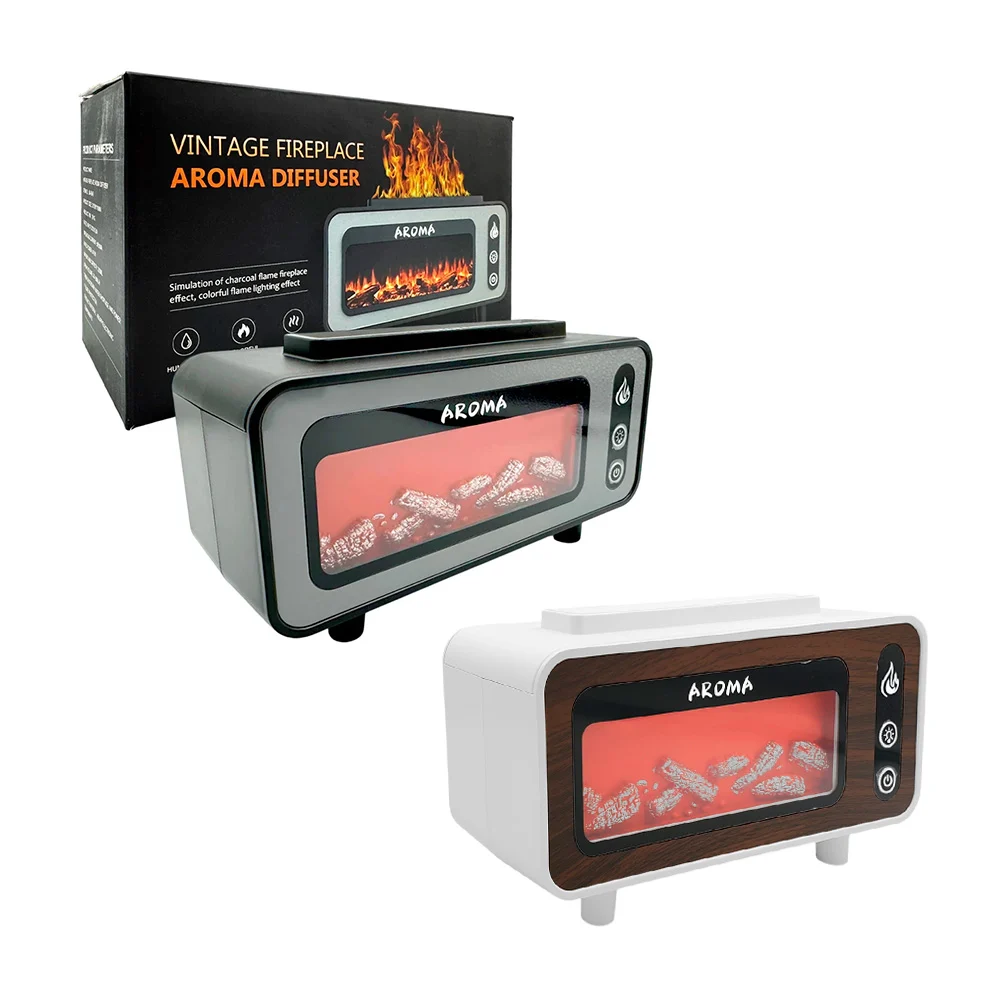 Humidificador con diseño de chimenea y luces con diseño de flama, variedad de colores / aroma diffuser / jsq197