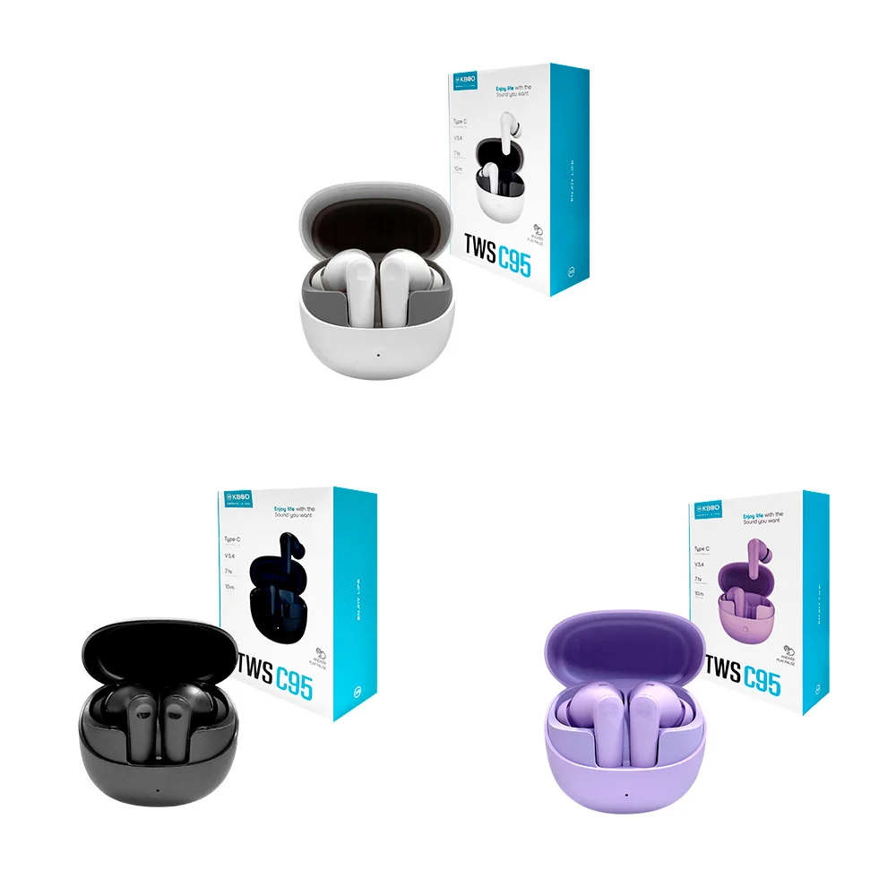 Audífonos con diseño compacto estuche de carga de larga duración, almohadillas ergonómicas, variedad de colores / kb-tws-c95 / tws-c95