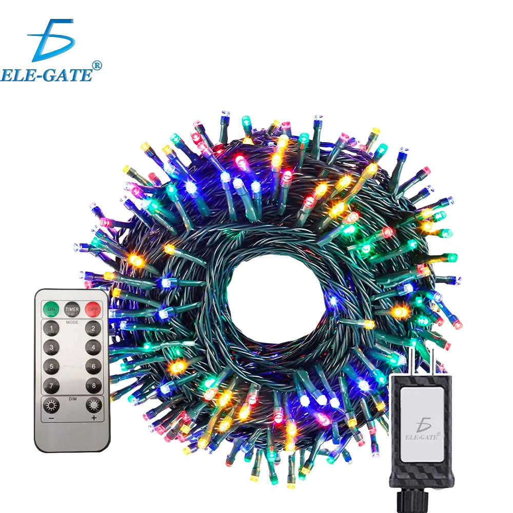 Serie de cable verde con luces navideñas de 20m en tono multicolor + control remoto / led.63.20m