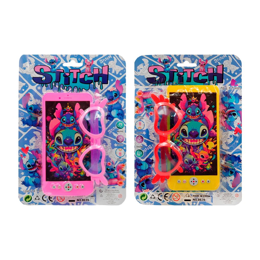 Blíster con celular de juguete con luz y sonido + lentes infantiles, variedad
