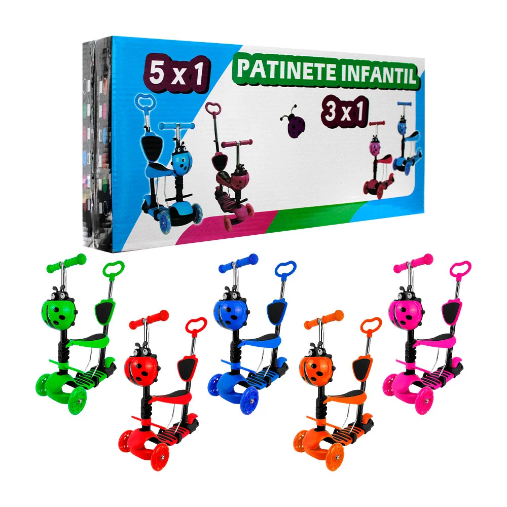 Patín infantil 3 en 1 con 3 ruedas diseño infantil de animalitos, variedad