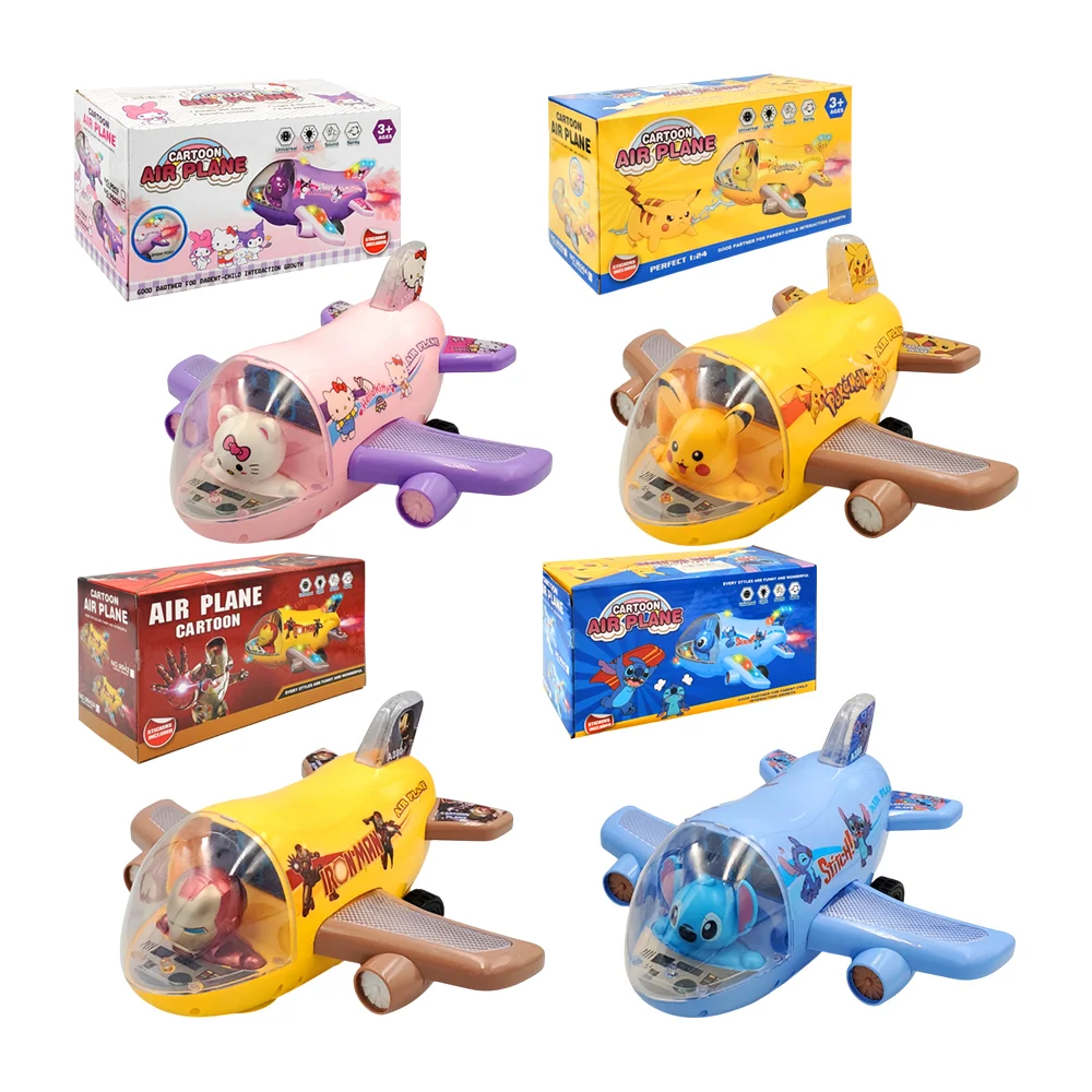 Juguete plástico en forma de avión con luz y estampado / figura de personajes