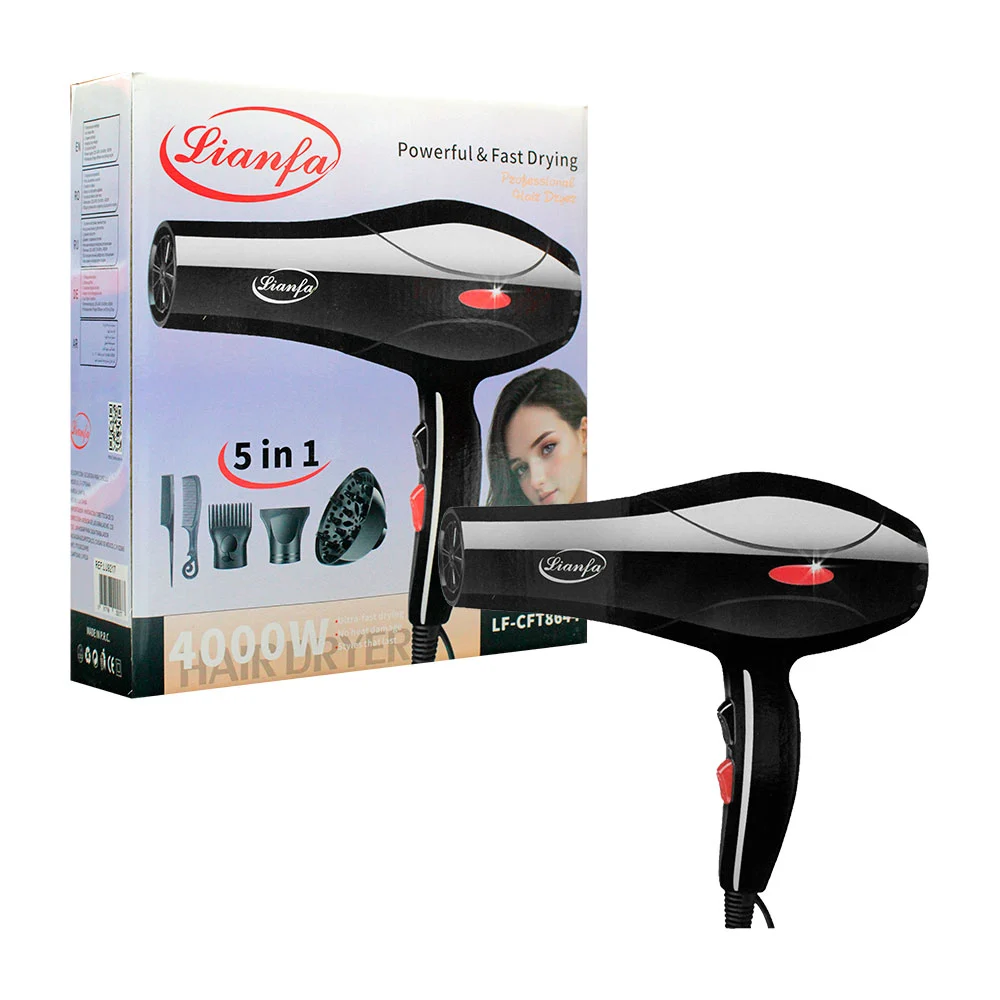 Secadora lianfa 5 en 1 de 4000w y forma de pistola + accesorios / lf-cft8644