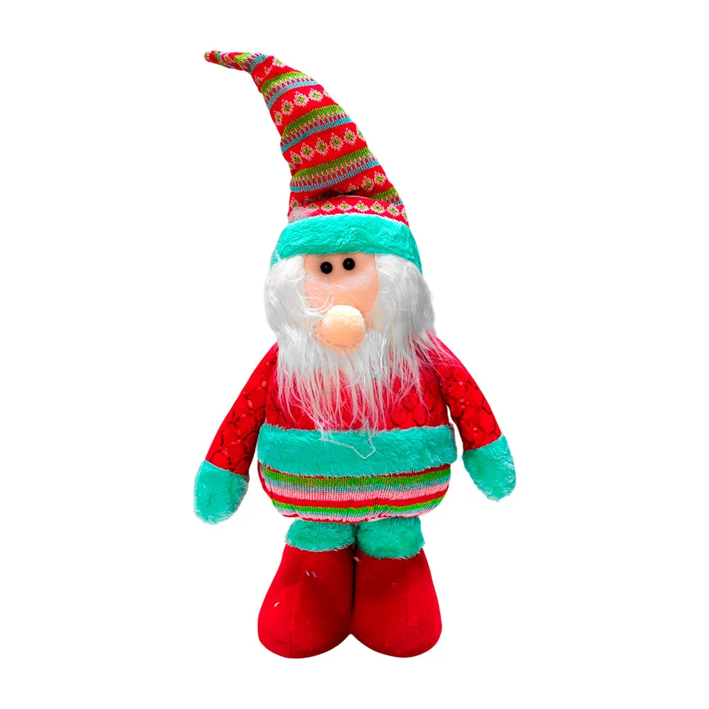 Adorno decorativo mediano de santa claus afelpado en rojo con verde / lxr-50103