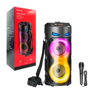 Bocina 4in x2 cilíndrica portátil doble altavoz multifuncional con lu…